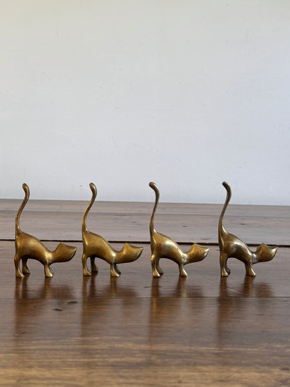 PICK ONE Vintage Brass Tail Up Cat Figurine - Cat Ring Holder