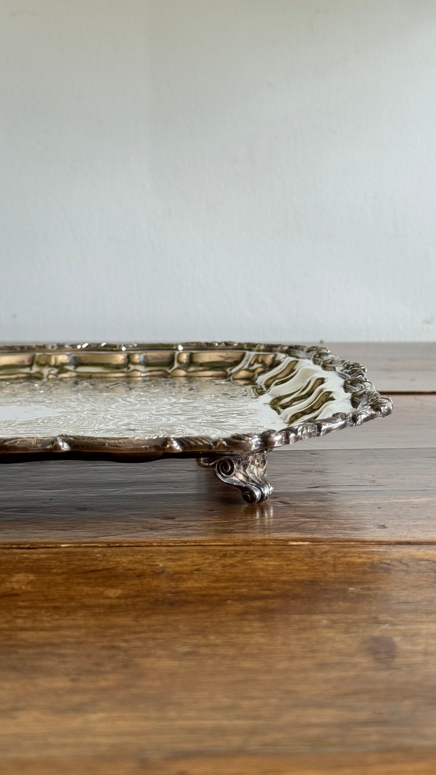 Large Square Silver Plated over Copper Serving Tray Old English Reproductions- Made in Canada