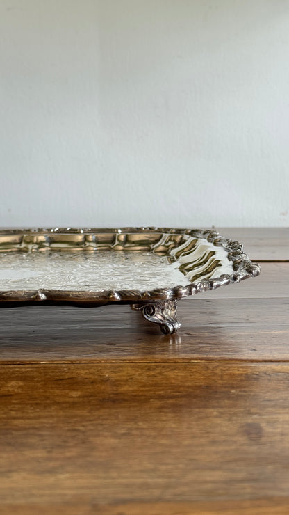 Large Square Silver Plated over Copper Serving Tray Old English Reproductions- Made in Canada