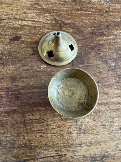Mini Brass Cone Incense Holder with Lid
