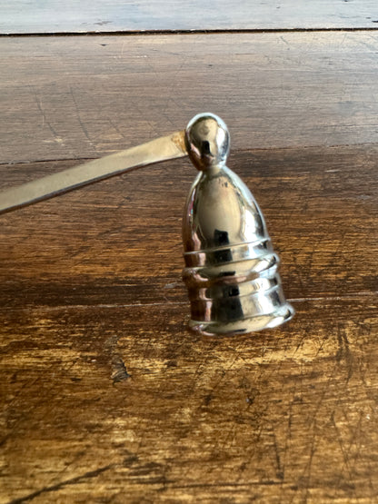 Vintage Silver Plated Candle Snuffer with Adjustable Cup and Wavy Handle Design