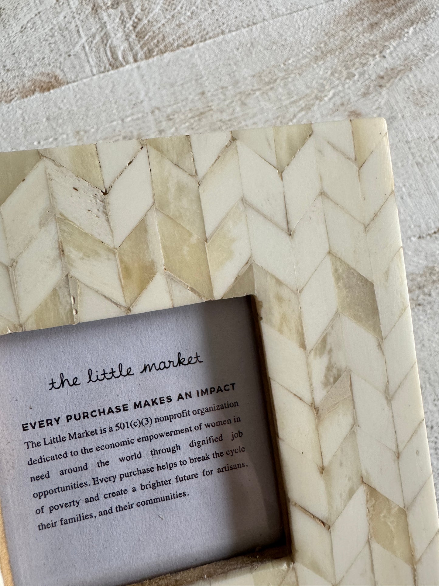 Little Market Inlay Bone Photo Frame with Herringbone Design