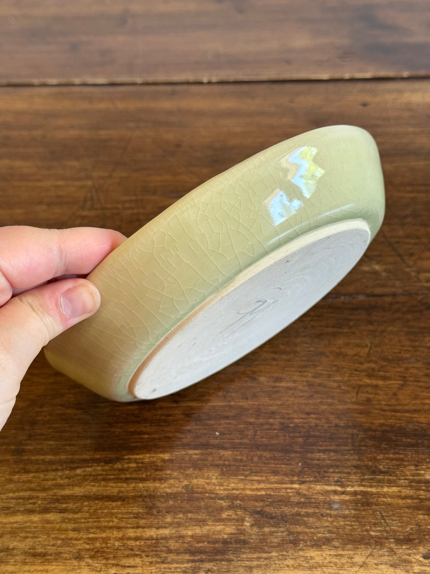 Green and Blue Firework Print Shallow Pottery Bowl