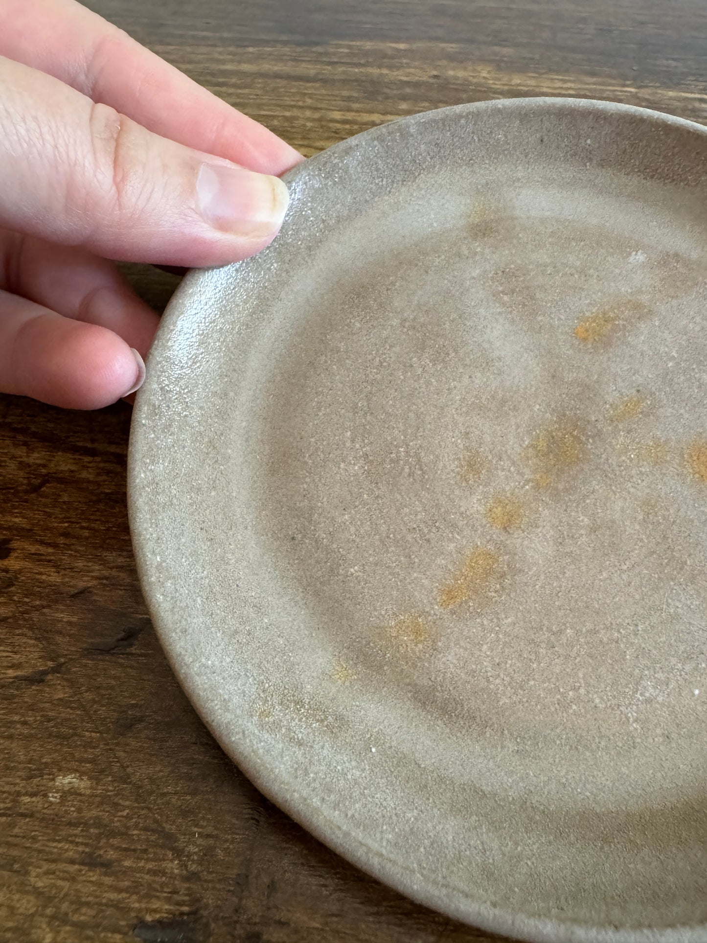 Small Brown and Orange Pottery Ring Dish
