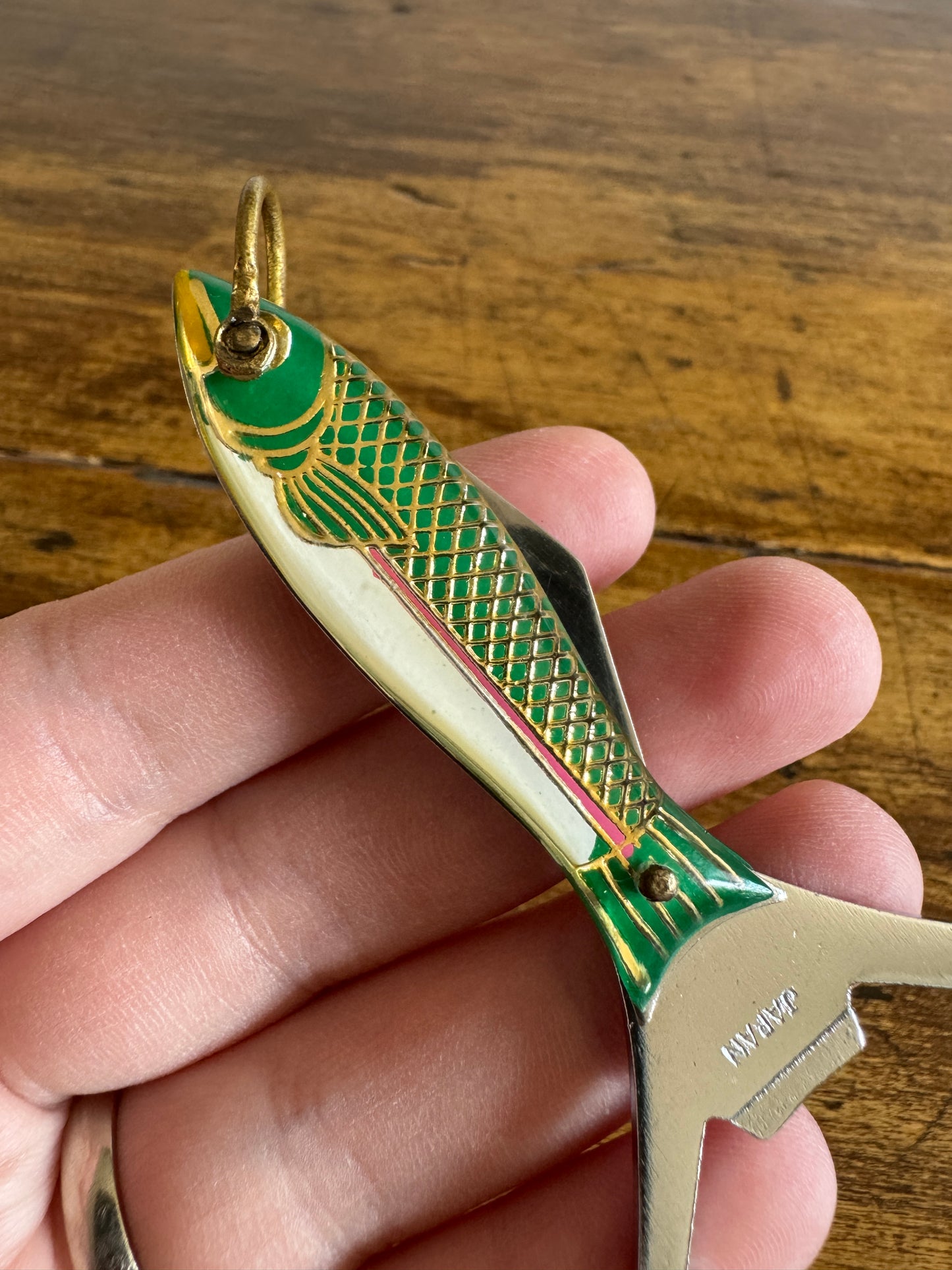 Vintage Fish Shaped Bottle Opener and Foil Pocket Knife Shaped Like Fish