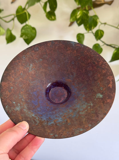Vintage Mid Century Style Colourful Metal Patina/Enamel Catchall Bowl