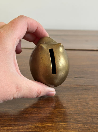 Vintage Miniature/Small Brass Chubby Piggy Bank