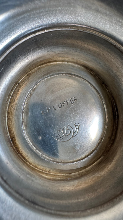 Raised Silver Plated Over Copper Bowl with Etched Detailing