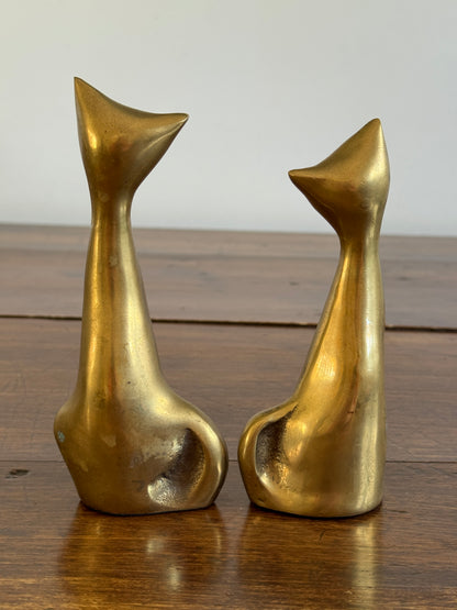 Vintage Mid Century Cat Couple - Brass Pair of Cat Figurines