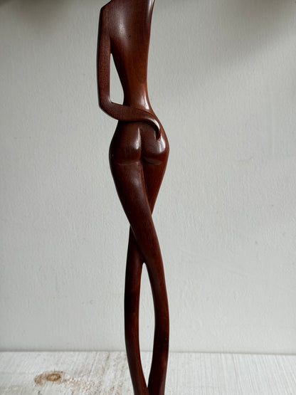 Vintage Wood Mid Century Female Form - Curvy Human Form Sculpture