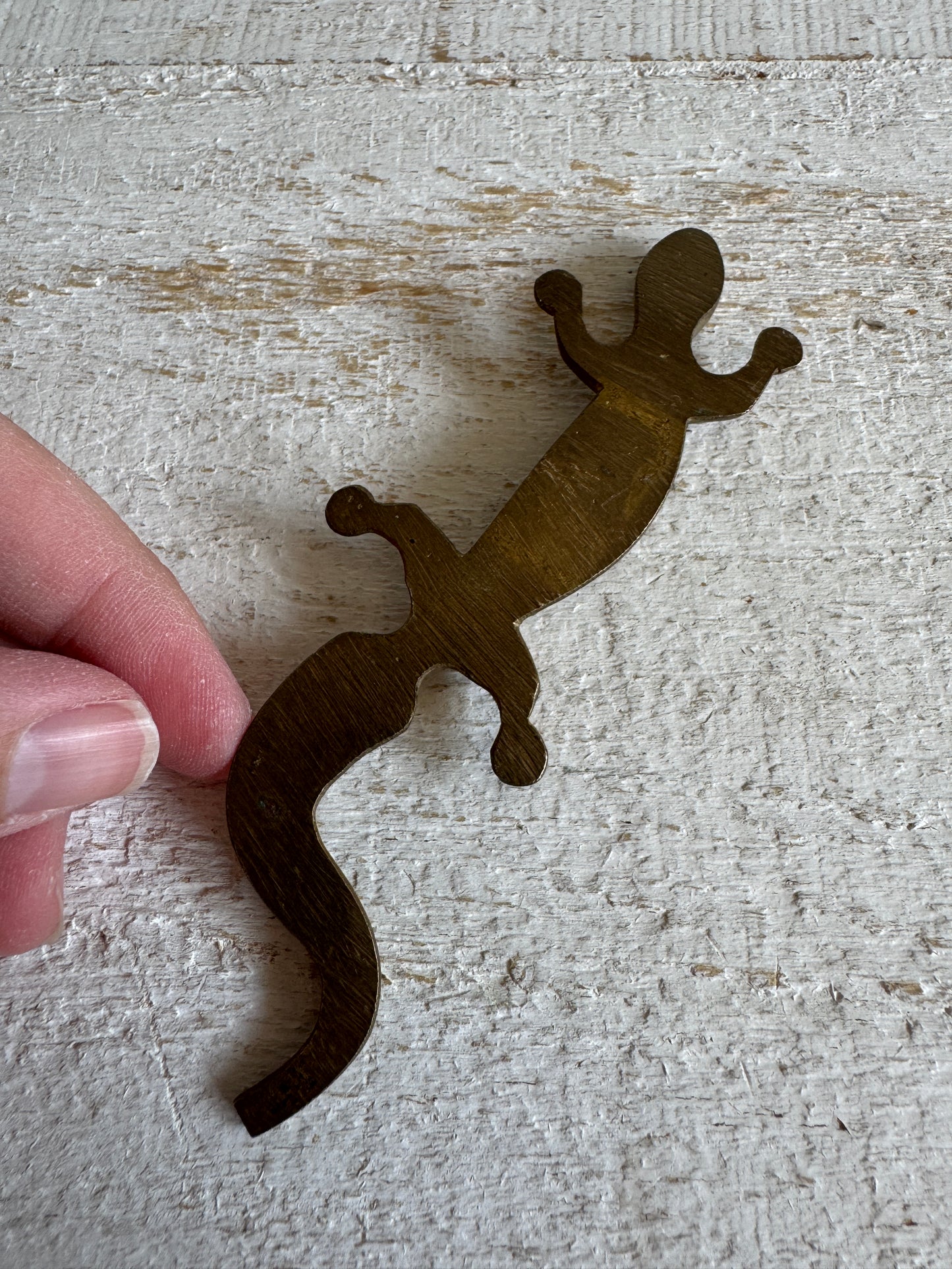 Miniature Flat Brass Lizard Figurine