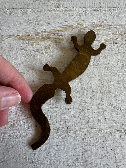 Miniature Flat Brass Lizard Figurine