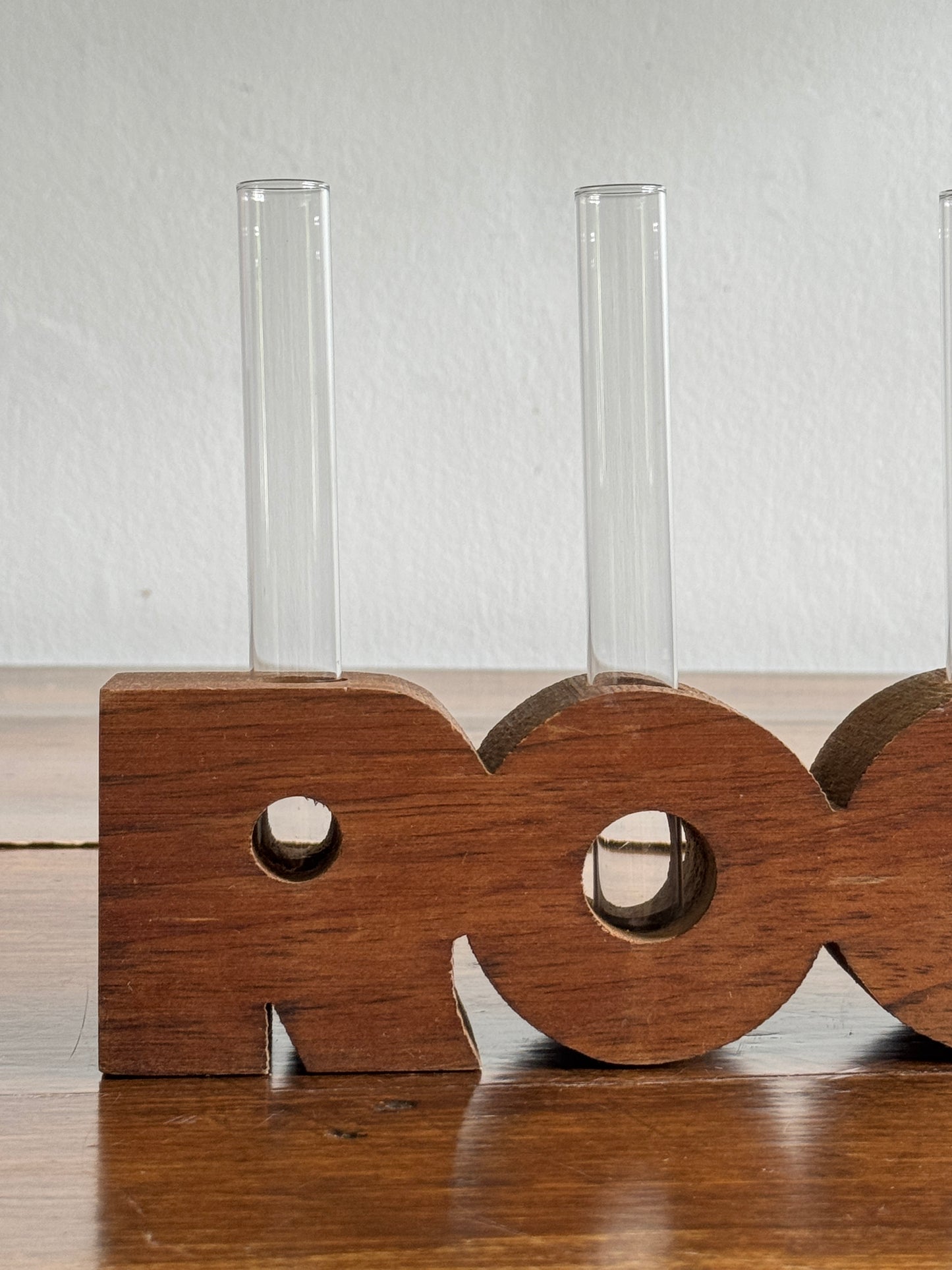 ROOT Propagation Vase - Wood Word with Glass Vial Holders