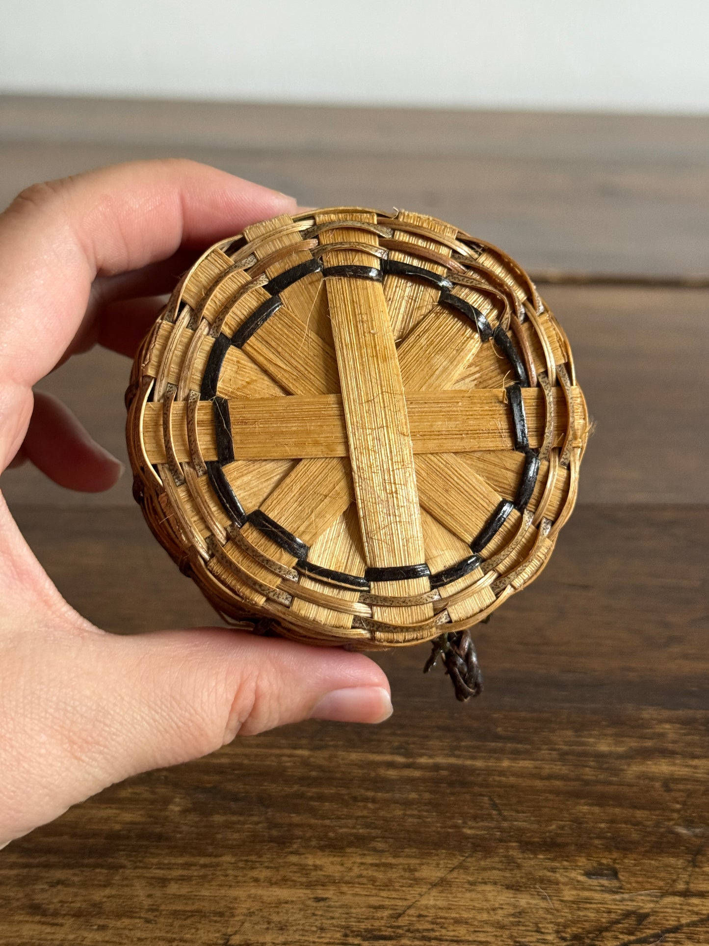 Small Lidded Storage Basket with Hinged Lid