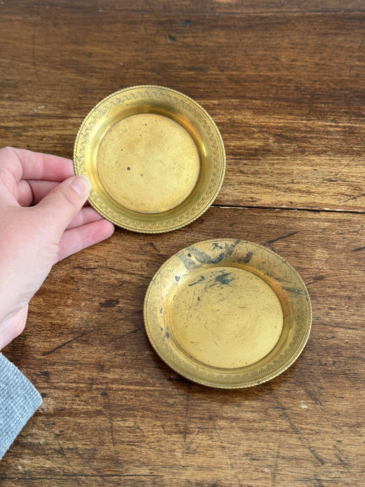 Pair of Mini Brass Dishes - Simple Brass Ring Dish Pair of Two