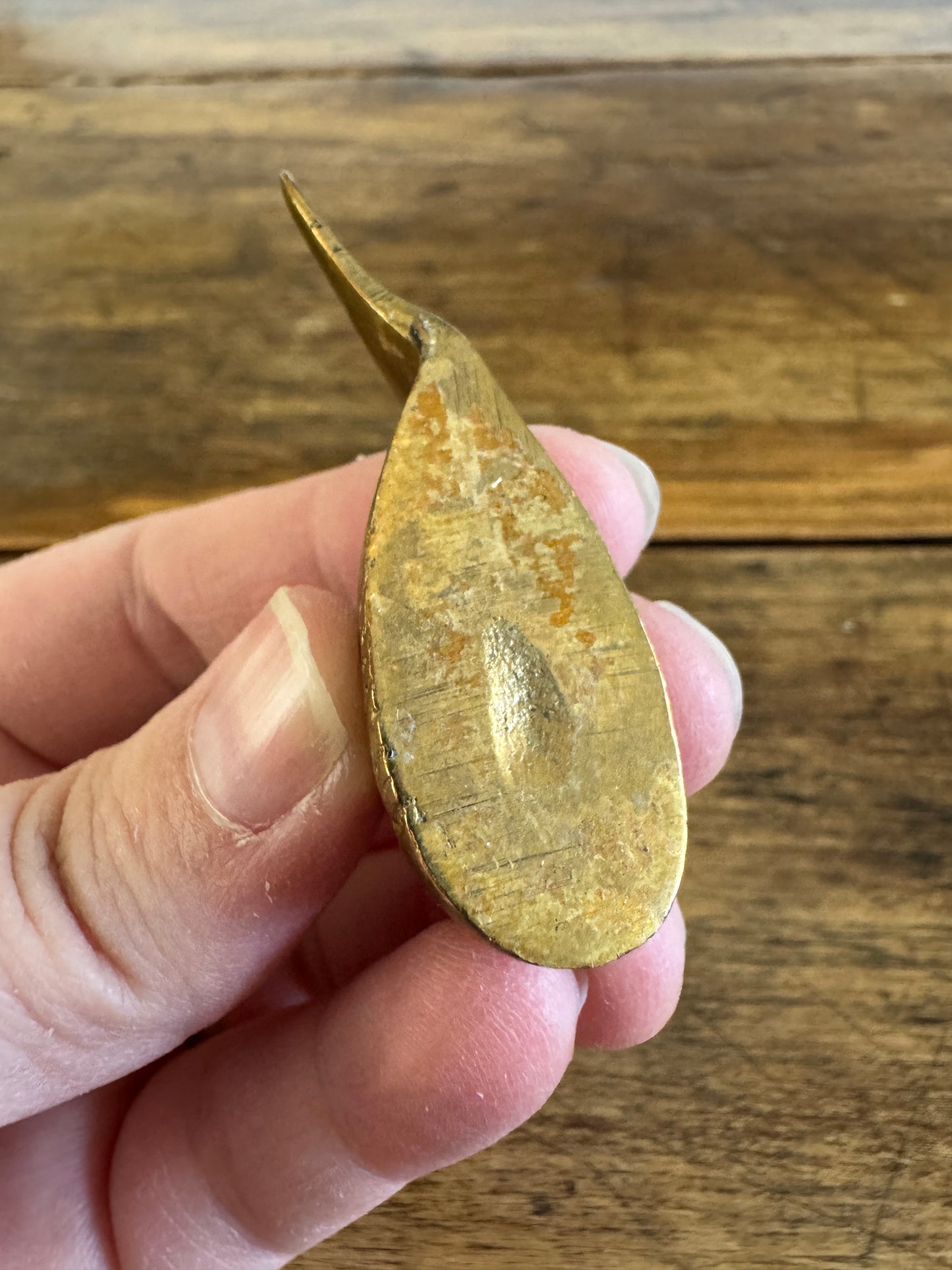 Vintage Miniature Brass Whale Trinket Shelf Figurine