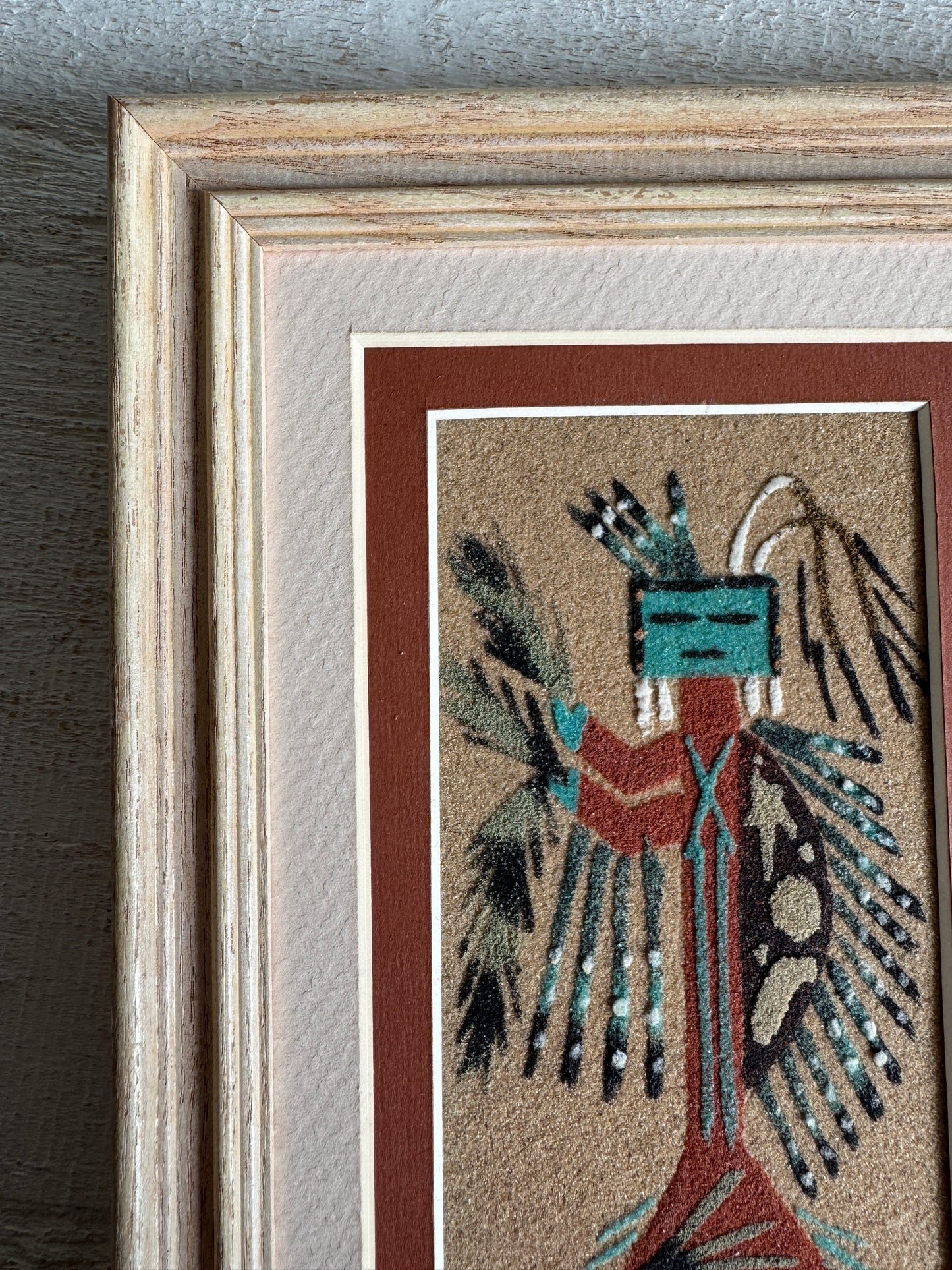 Vintage Framed and Matted Authentic Navajo Sandpainting Artwork