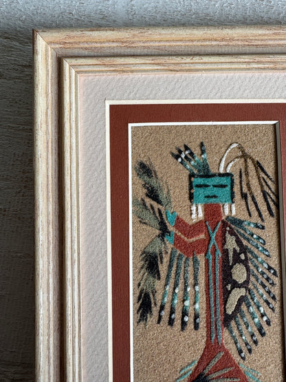 Vintage Framed and Matted Authentic Navajo Sandpainting Artwork
