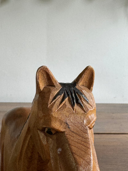 Vintage Carved Wood Horse Figurine - Made in China