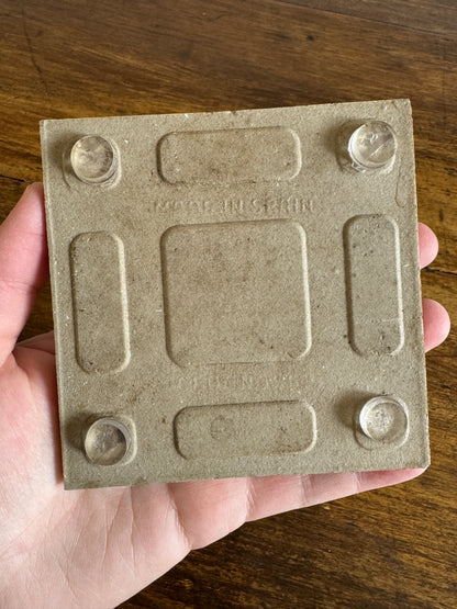 Small Blue and White Tile Trivet with Plastic Feet