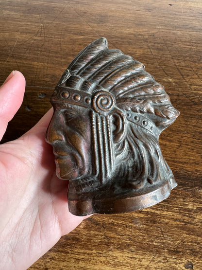 Vintage Chief Coin Bank with Niagara Falls Badge on Forehead