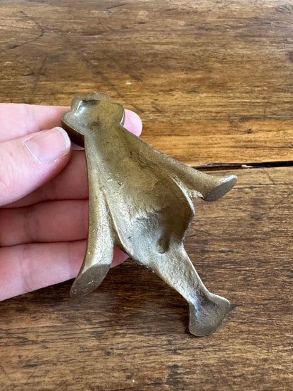 Vintage Brass Frog Shelf Sitter Couple