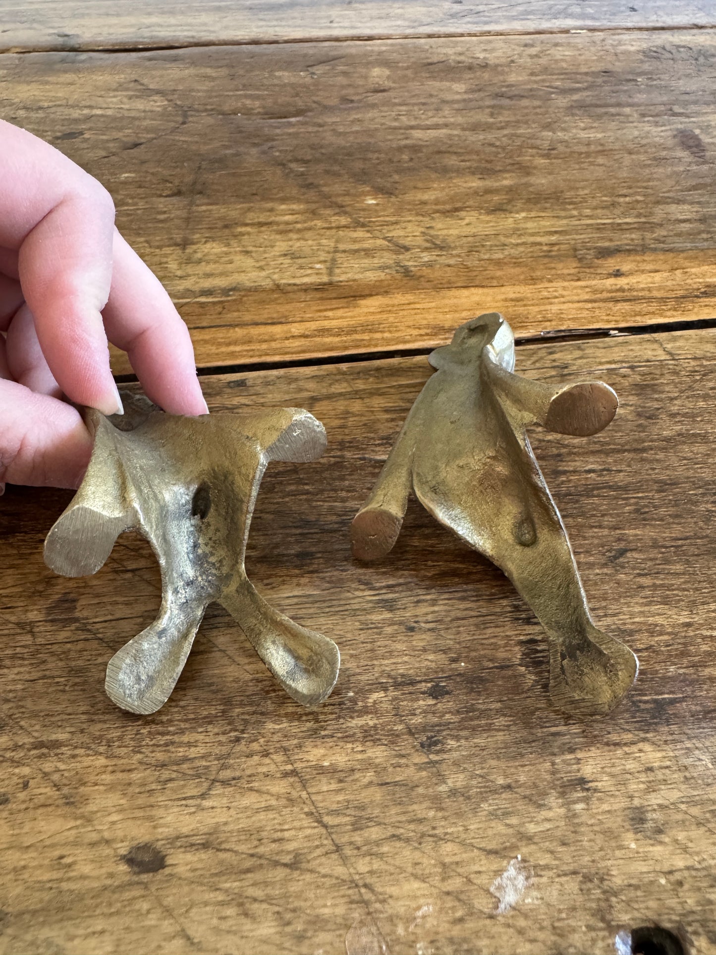 Vintage Brass Frog Shelf Sitter Couple
