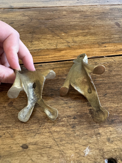 Vintage Brass Frog Shelf Sitter Couple
