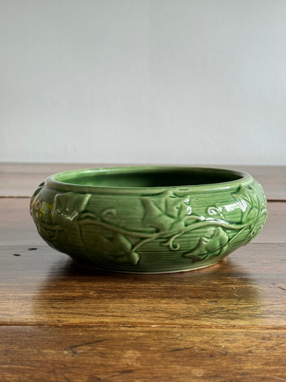 Vintage Shawnee Pottery Shallow Bowl with Ivy Leaf Print