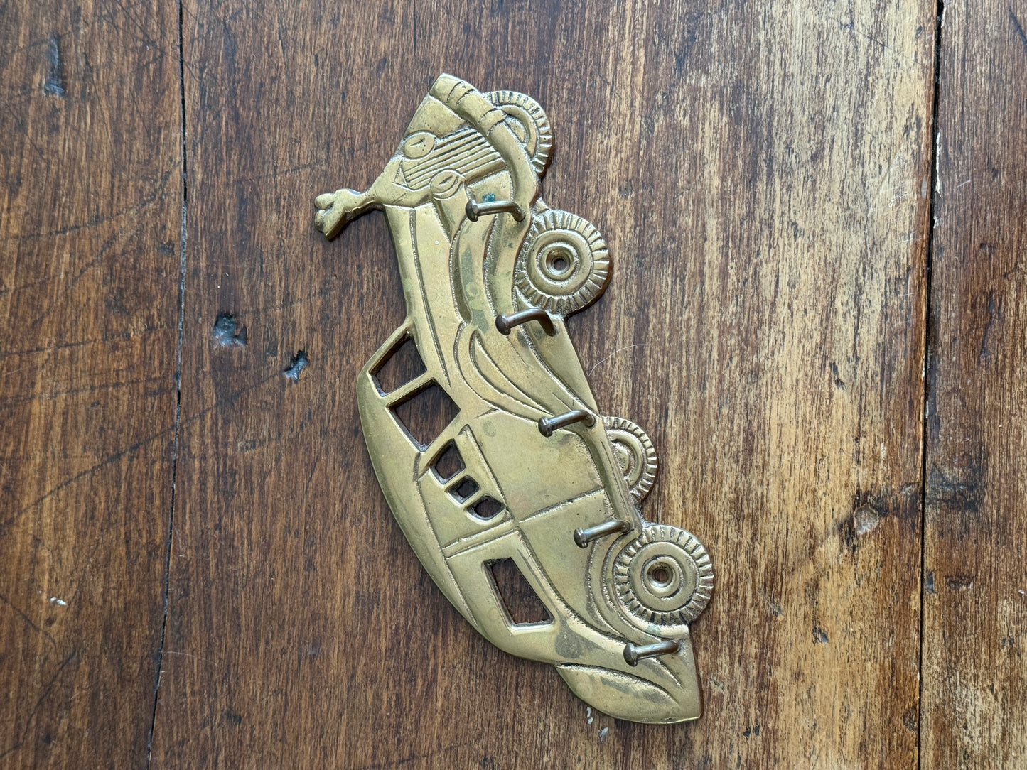 Vintage Brass Car Key Hook - Vintage Automobile Key Rack