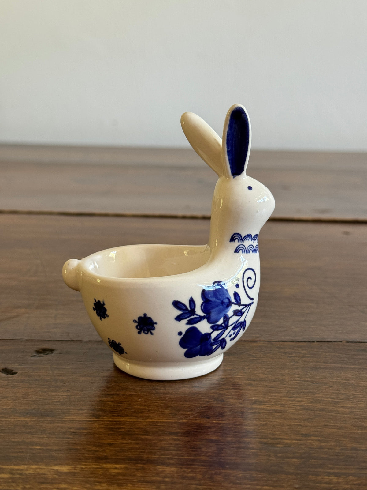 Vintage Blue and White Floral Bunny Egg Cup