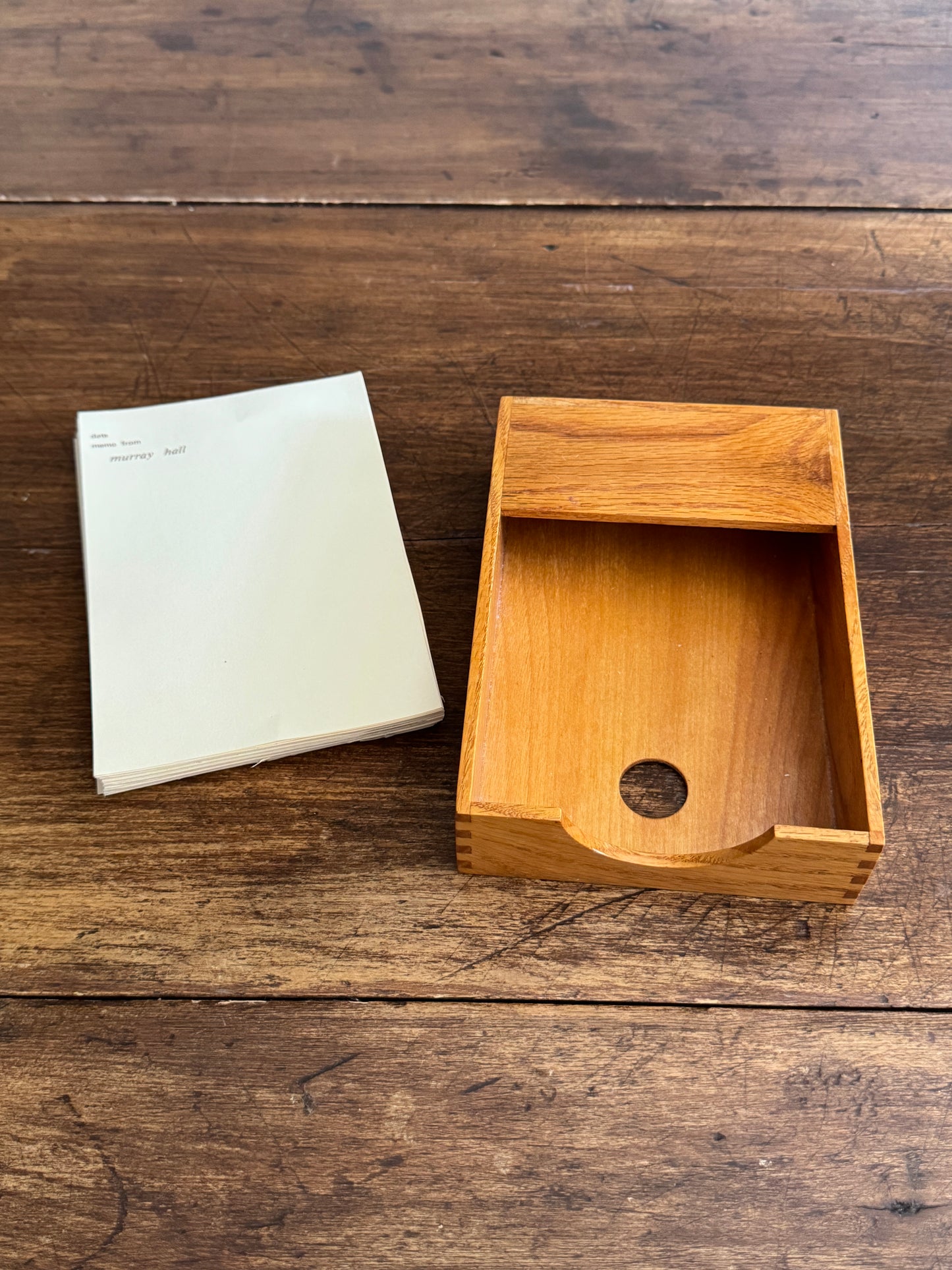 Small Wood Note Tray with Papers from Murray Hall