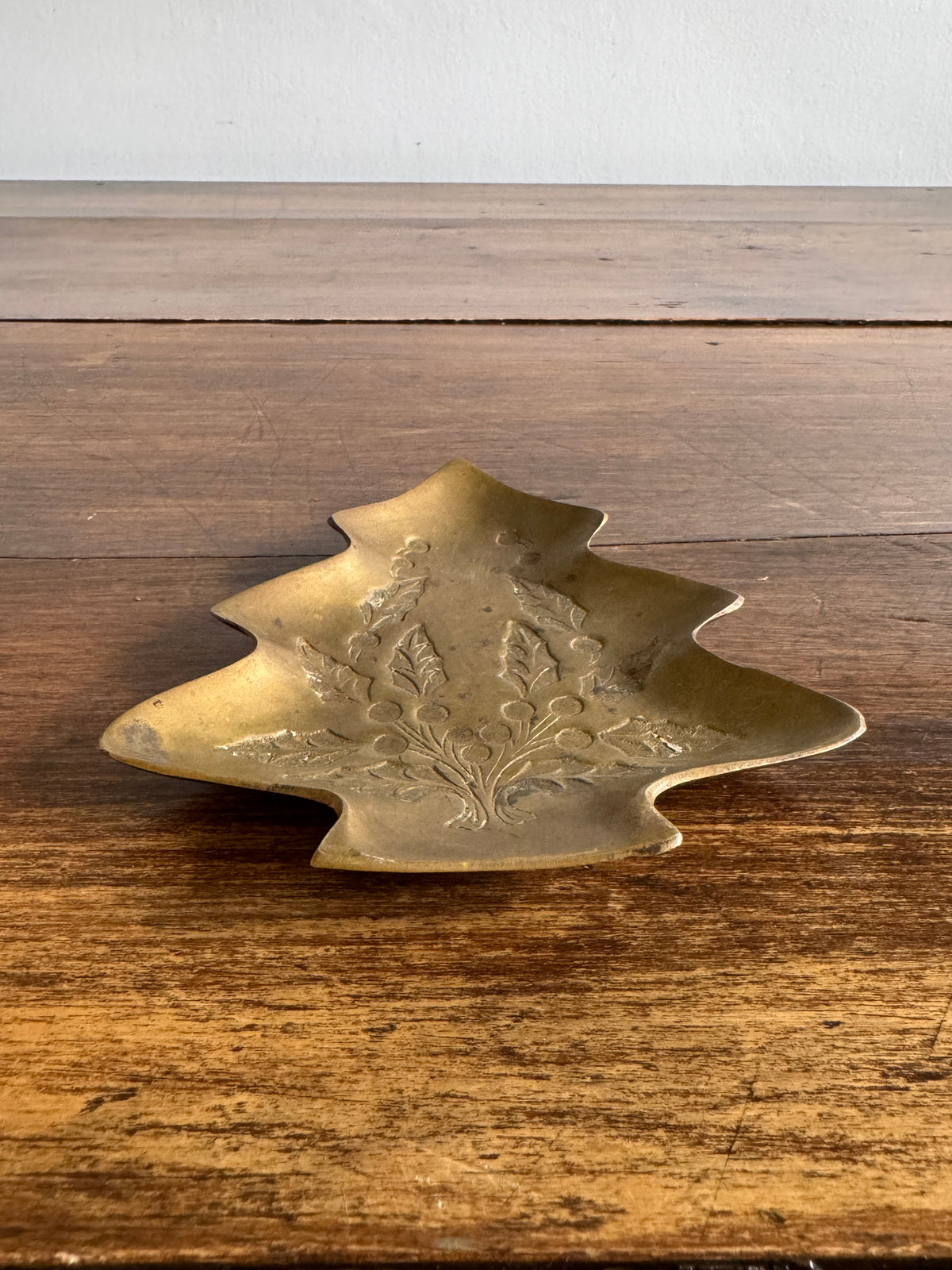 Brass Christmas Tree Tray- Small Brass Holiday Trinket Tray