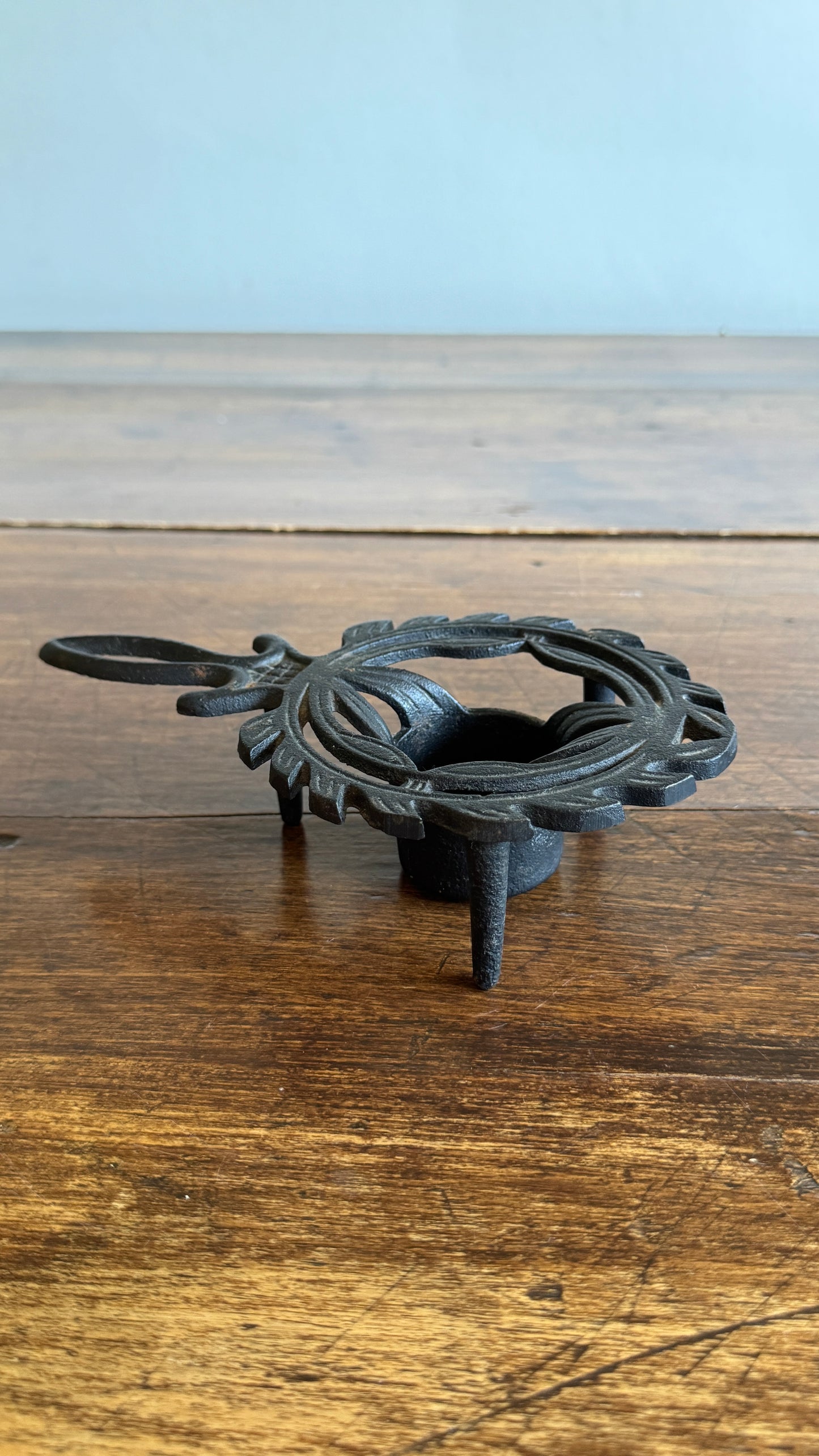 Vintage Cast Iron Trivet Warmer with Raised Feet and Tealight Candle Holder - Made in Japan
