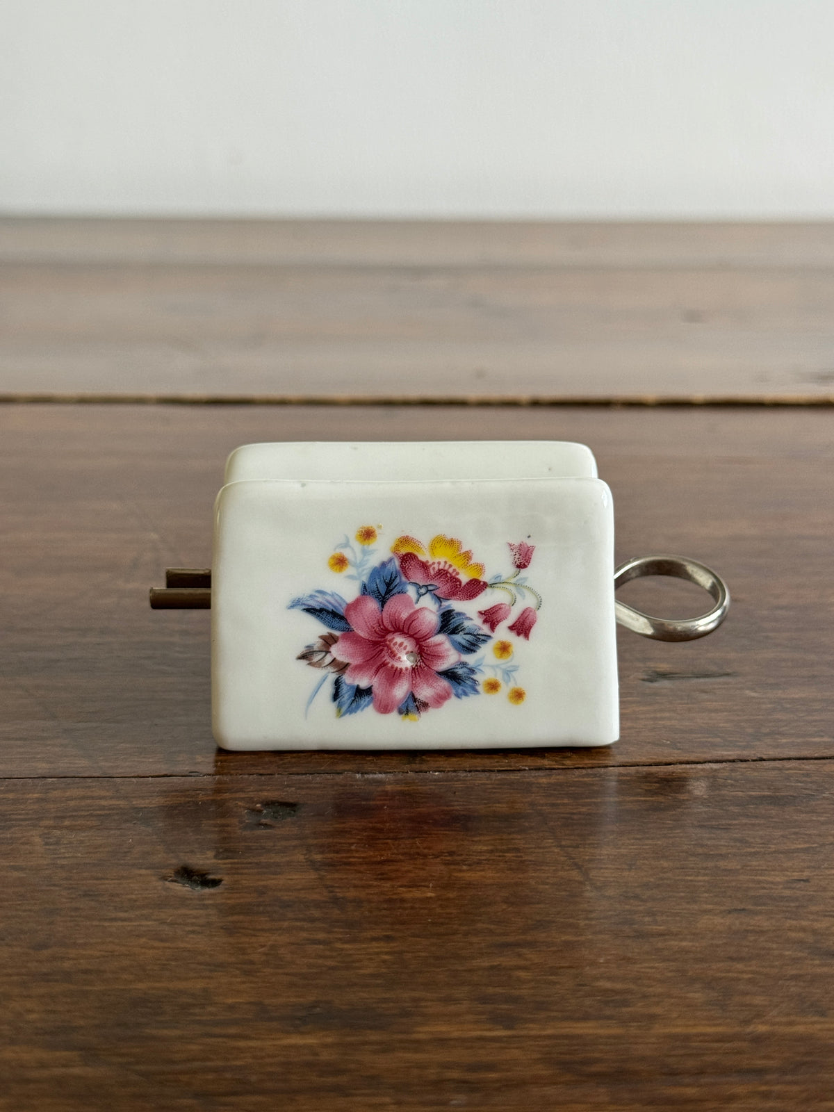 Vintage Porcelain Toothpaste Tube Roller/Squeezer with Metal Pin and Floral Patterned Design