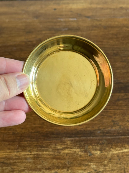 Three Small Brass Dishes with Simple Rolled Edge Design