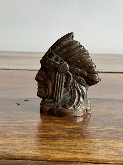 Vintage Chief Coin Bank with Niagara Falls Badge on Forehead