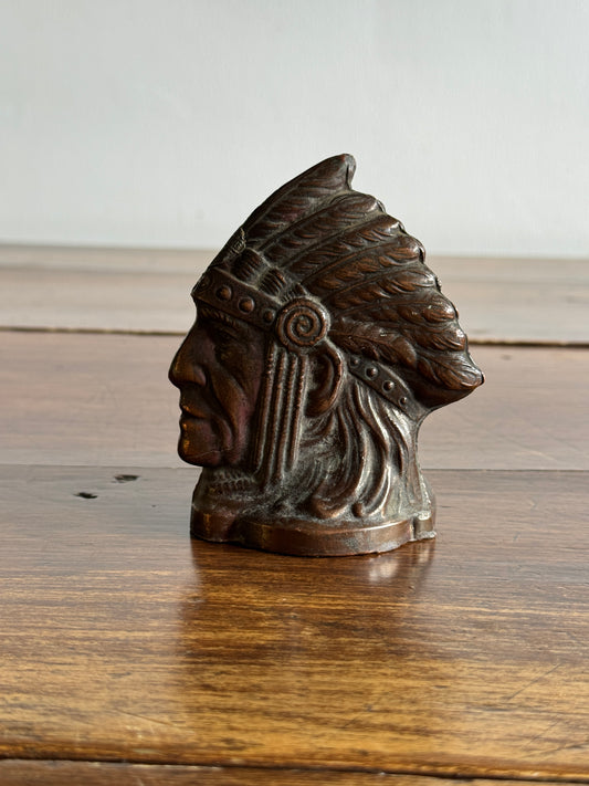 Vintage Chief Coin Bank with Niagara Falls Badge on Forehead