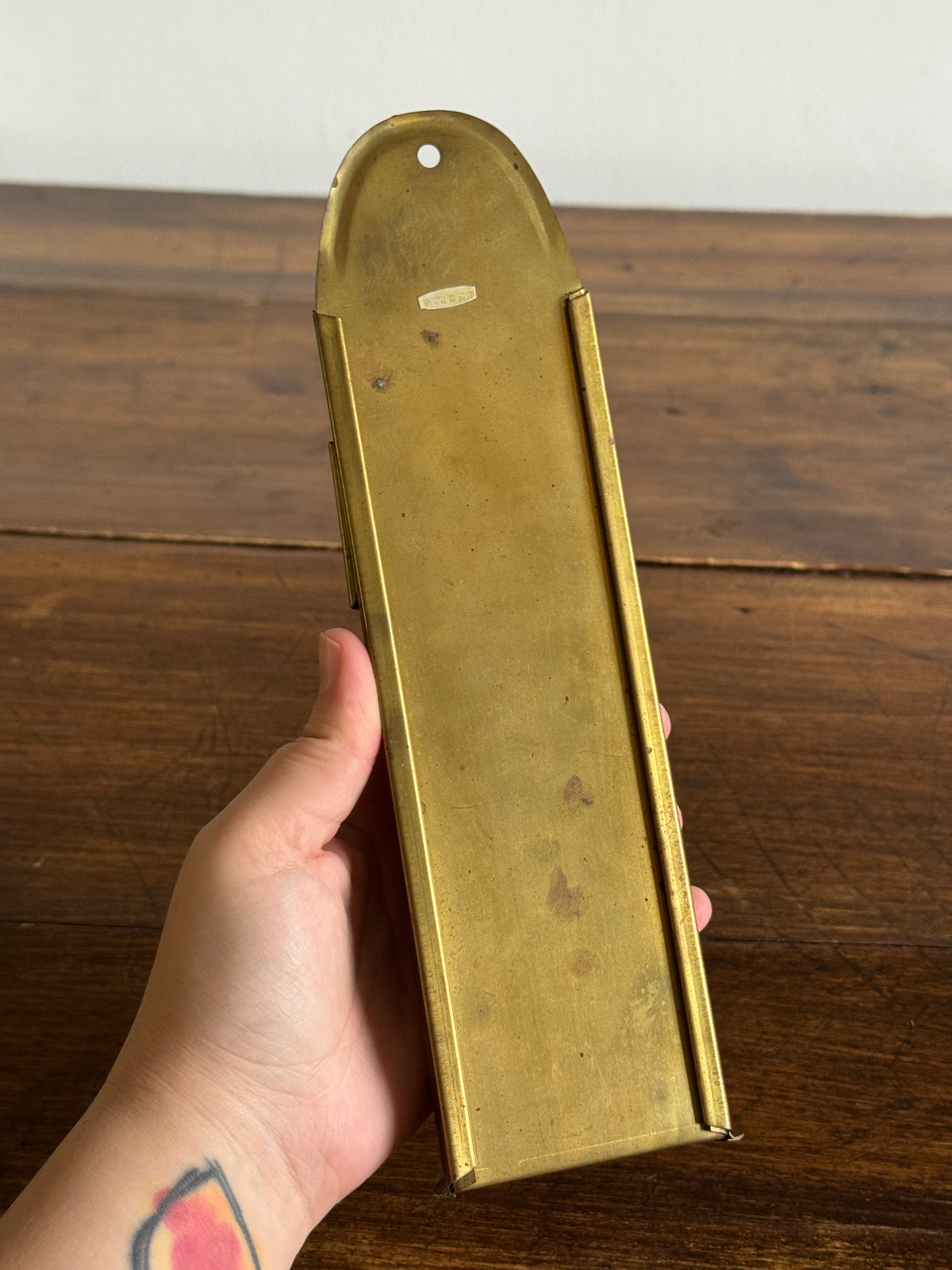 Vintage Brass Long Match Wall Pocket Holder