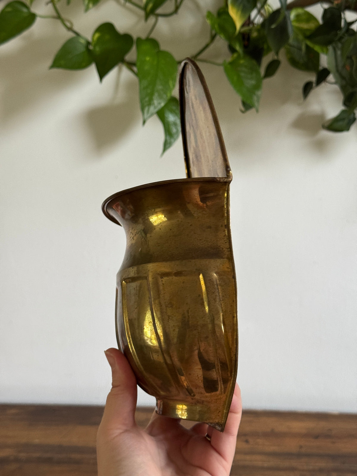 Pair of Vintage Brass Wall Plant Pockets - Wall Mounted Plant Holder Set of Two