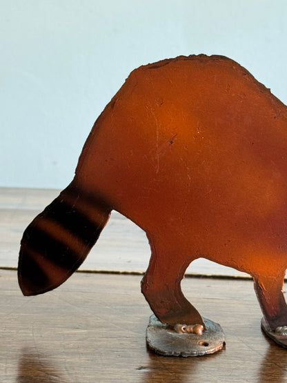 Vintage Metal Torch Garden Art - Racoon Art Sculpture