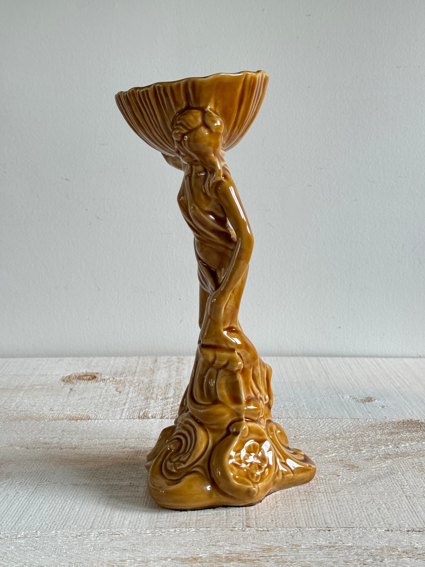 Beautiful Standing Woman Carrying Decorative Bowl Pottery Figurine - Art Deco Style