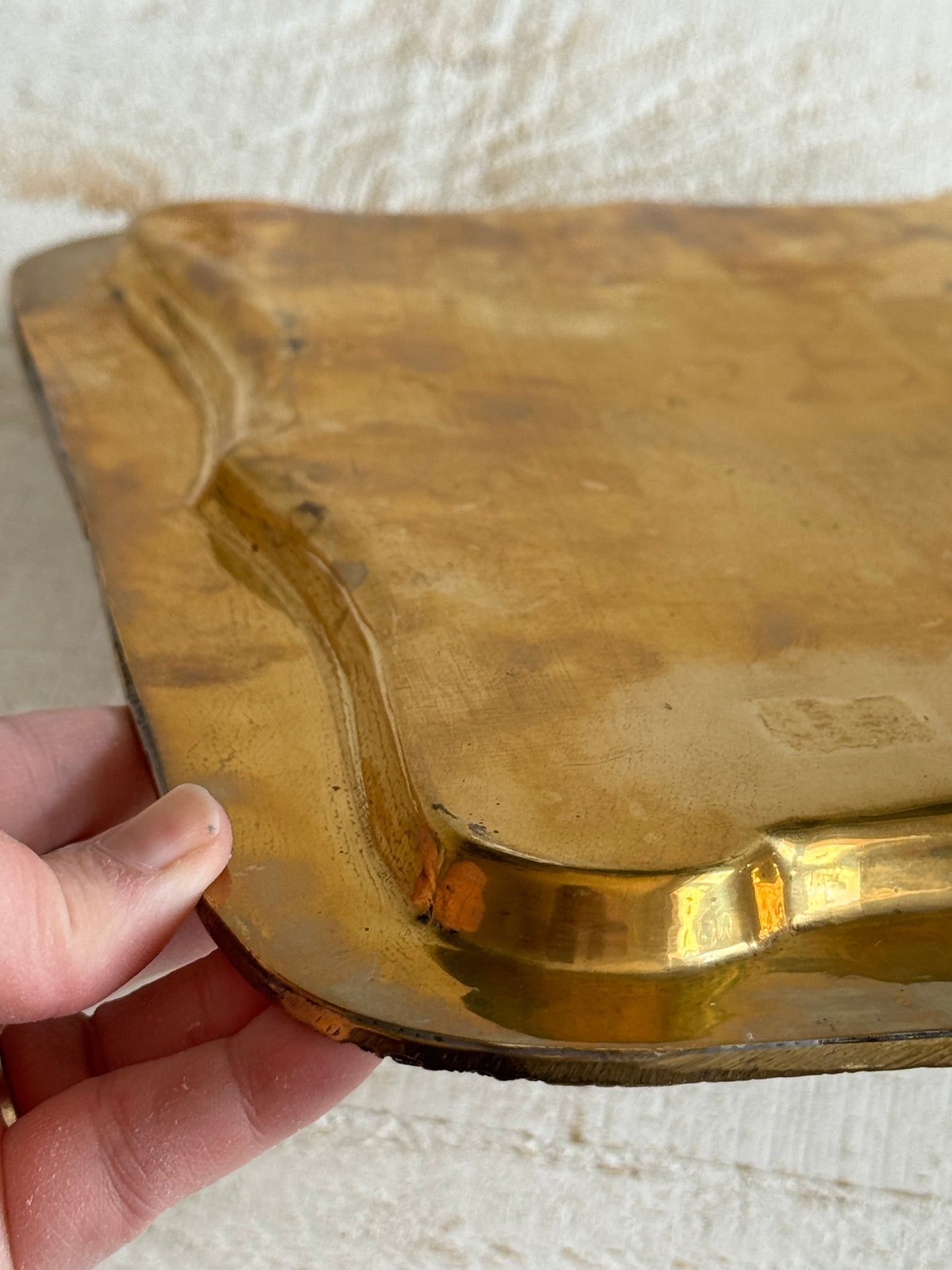 Vintage Brass Tray with Ornate Designed Edges - Vintage Brass Bowl - Made in India