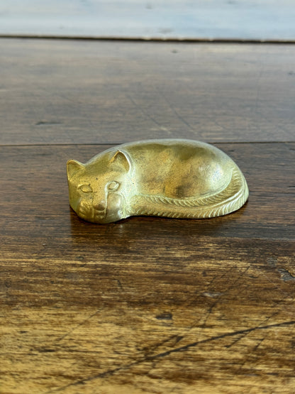 Vintage Sleeping Cat Figurine - Curled Cat Decor