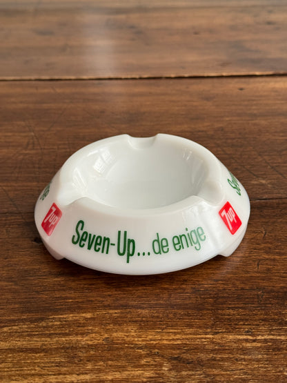 Vintage French Milk Glass 7-Up Ashtray by Opalex France