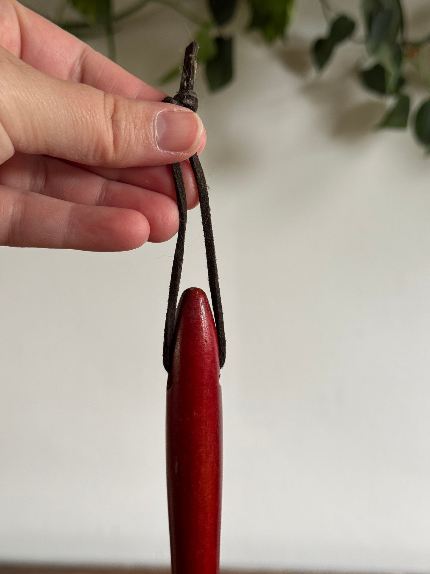 Vintage Real Feather Duster on Red Wood Handle