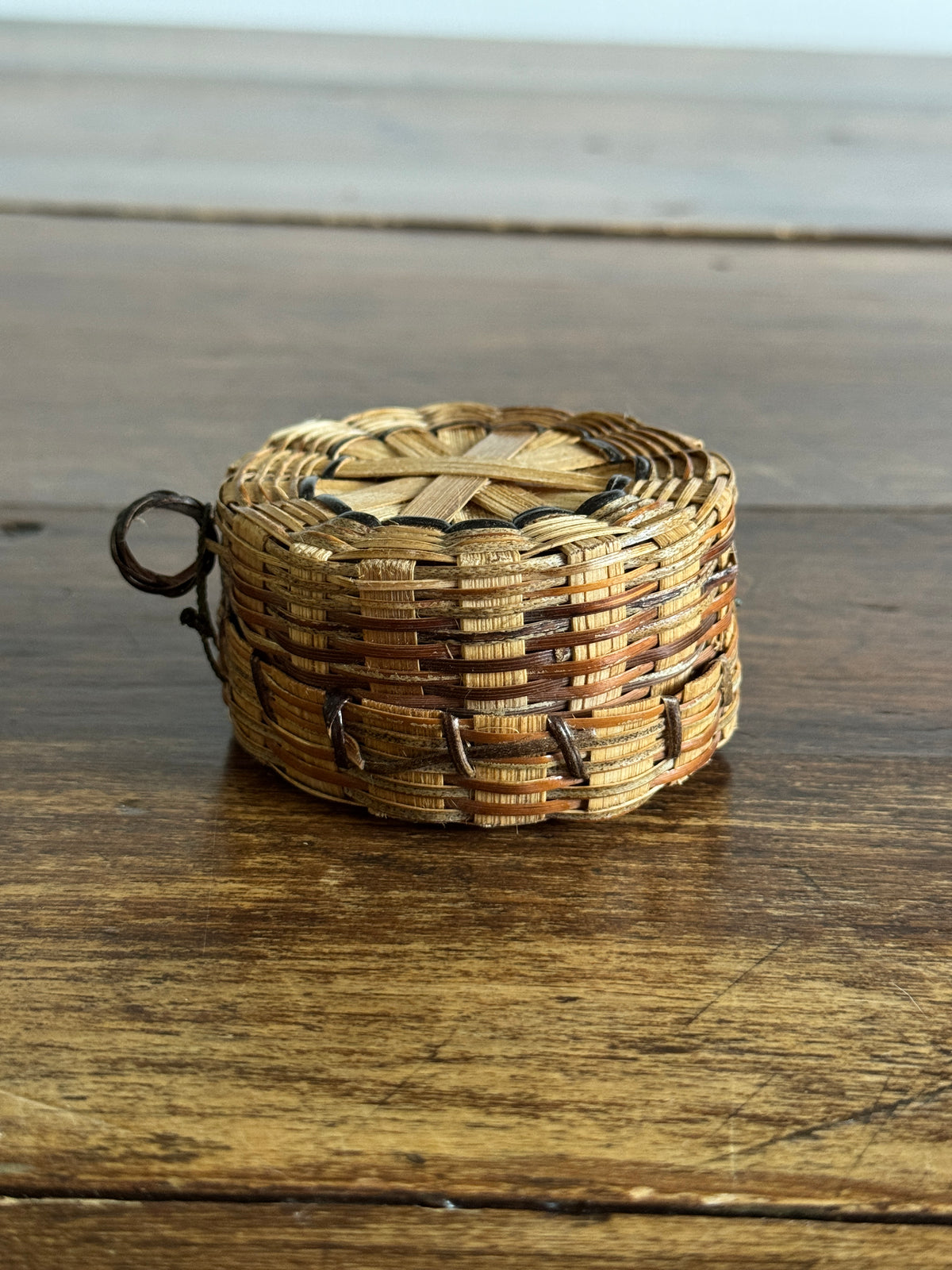 Small Lidded Storage Basket with Hinged Lid