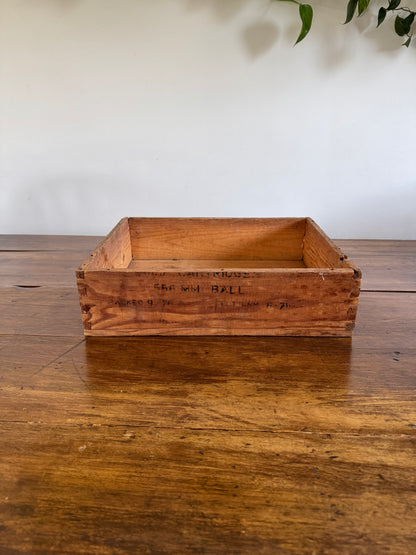 Vintage Wooden Crate with Fabric Handles
