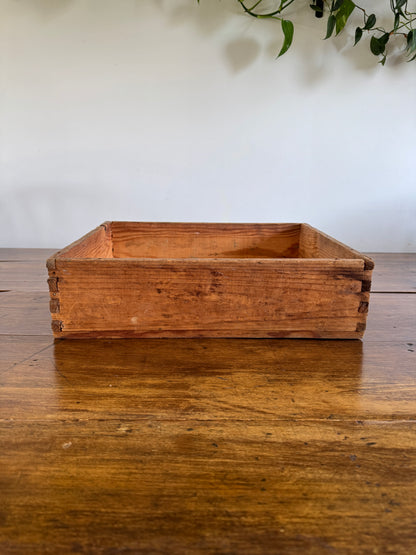 Vintage Wooden Crate with Fabric Handles