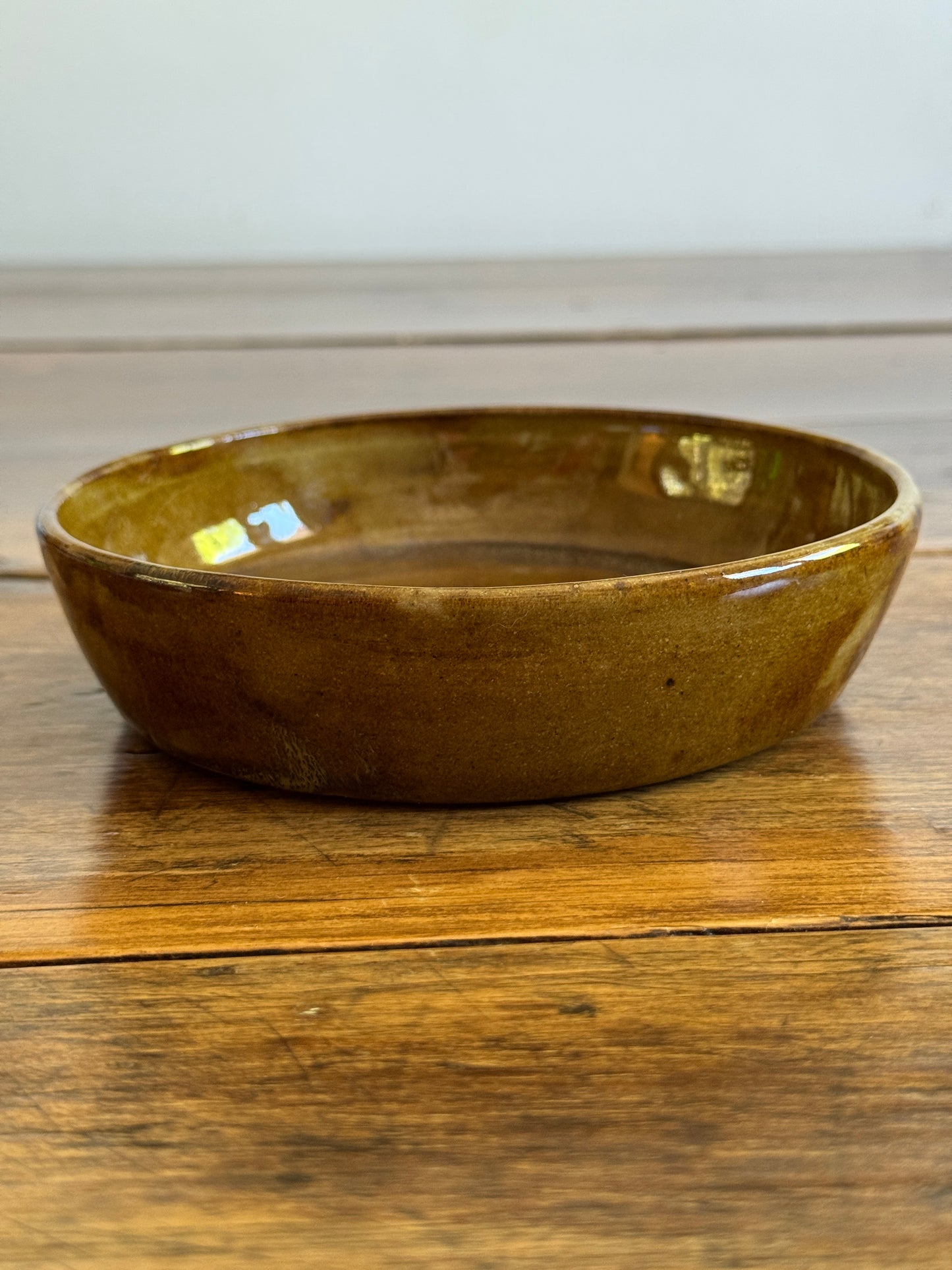 Hand Crafted Brown Shallow Pottery Bowl